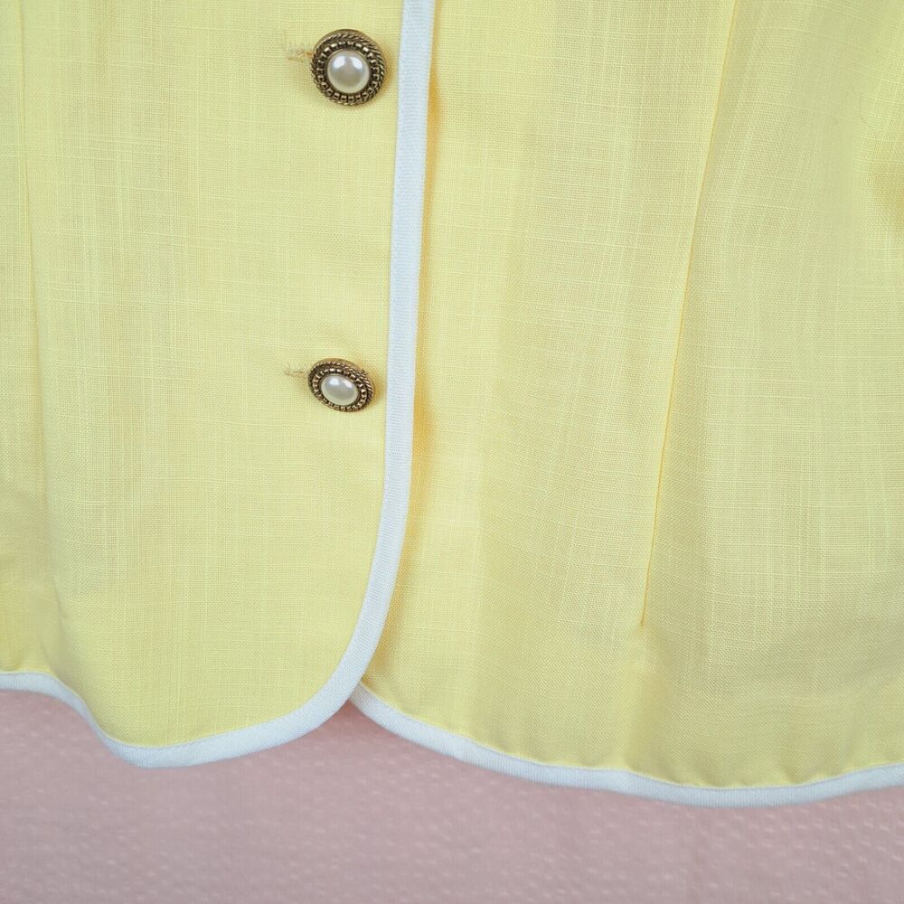 Vintage Lady Leslie By Leslie Fay Yellow Short Sleeve Blazer Size 12 USA - Picture 6 of 11